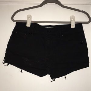 Low rise black jean shorts